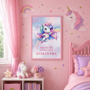 Colourful Rainbow Unicorn Framed Wall Art Gift