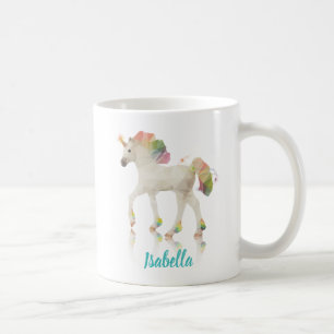Colourful Rainbow Unicorn Polygon Name - Mug