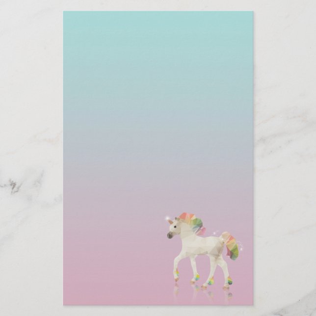 Colourful Rainbow Unicorn Polygon - Stationery (Front)