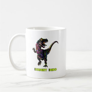 Colourful Rainbow Velociraptor Dinosaur Art Coffee Mug
