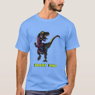 Colourful Rainbow Velociraptor Dinosaur Art T-Shir T-Shirt