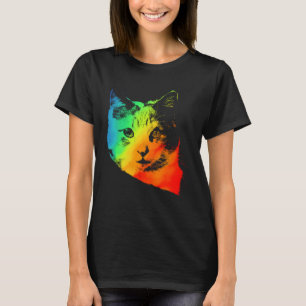 Colourful Rainbow Vintage Cute CALICO CAT T-Shirt