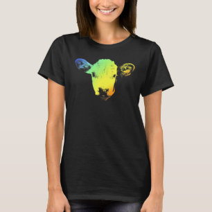 Colourful Rainbow Vintage Cute Hereford Cow T-Shirt