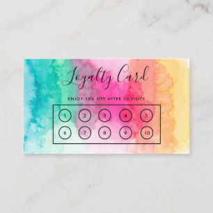 Colourful Rainbow Watercolor Custom Loyalty Card