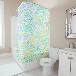 Colourful Rainbow Watercolor Leaf Feather Pattern Shower Curtain