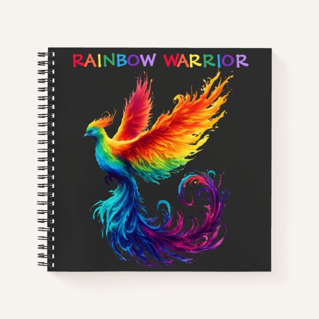 Colourful Rainbow Watercolor Phoenix Warrior Uniqu Notebook (Front)