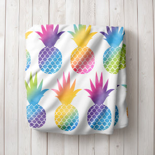 Colourful Rainbow Watercolor Pineapple Fleece Blanket