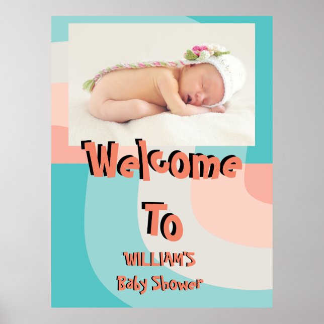 Colourful Rainbow Wave Abstract Baby Shower Poster (Front)