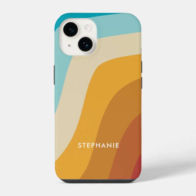Colourful Rainbow Waves Personalised   iPhone Case (Back)