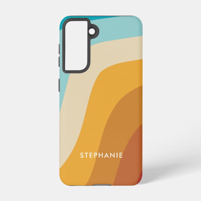 Colourful Rainbow Waves Personalised   Samsung Galaxy S21 Case (Back)