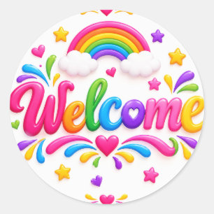 Colourful Rainbow Welcome Floral Sticker