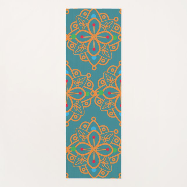 Colourful Rainbow Yoga mandala Pattern Mat (Front)