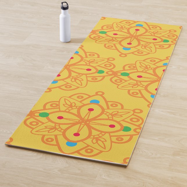 Colourful Rainbow Yoga mandala Pattern Yoga Mat (In Situ)