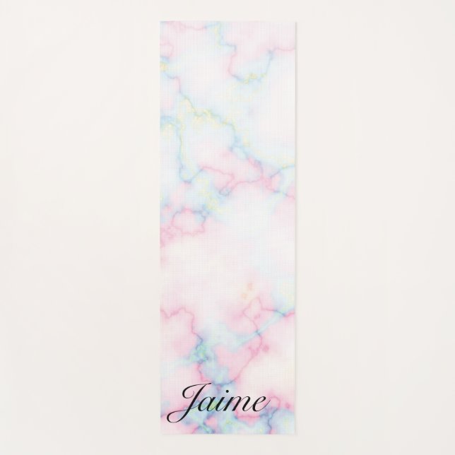 Colourful Rainbow Yoga Marble Pattern Yoga Mat (Front)
