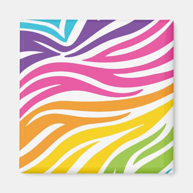 Colourful Rainbow Zebra Print Pattern Gifts Magnet (Front)