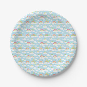 Colourful Rainbows and Clouds Paper Plate
