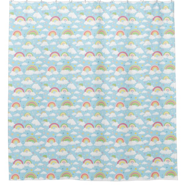 Colourful Rainbows and Clouds Shower Curtain (Front)