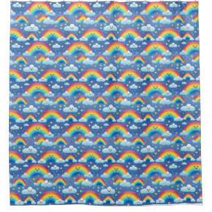 Colourful Rainbows and Clouds Shower Curtain