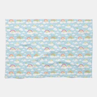 Colourful Rainbows and Clouds Tea Towel