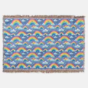 Colourful Rainbows and Clouds Throw Blanket