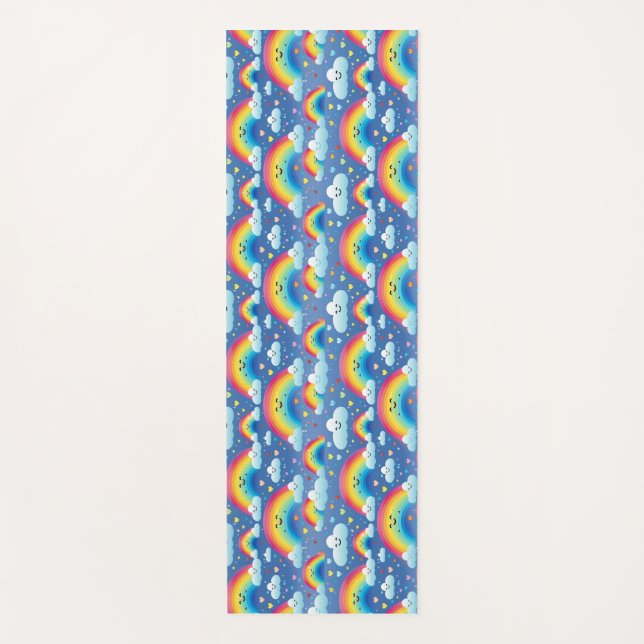 Colourful Rainbows and Clouds Yoga Mat (Front)