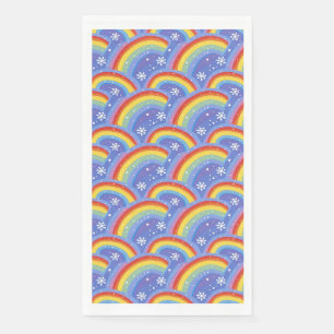 Colourful Rainbows on Purple Background Napkin
