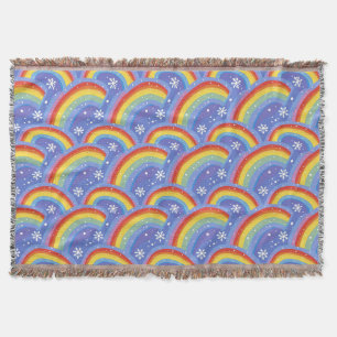 Colourful Rainbows on Purple Background Throw Blanket