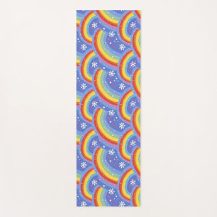 Colourful Rainbows on Purple Background Yoga Mat