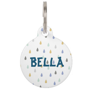 Colourful Raindrop Pattern Customisable Pet Name P Tag