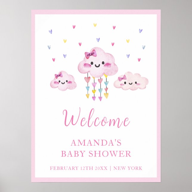 Colourful Raindrop Sweetheart Baby Shower Welcome  Poster (Front)