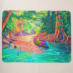 Colourful Rainforest River Safari Sherpa Blanket