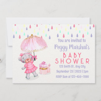 Colourful Rainy Day Baby Shower Invitation