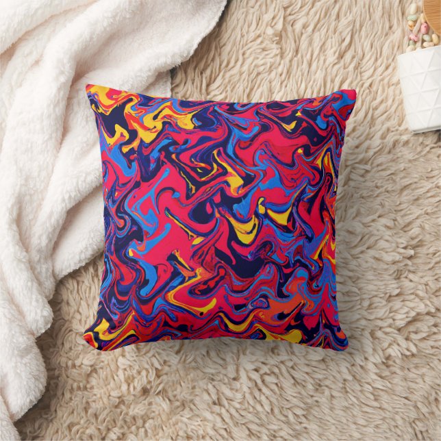 Colourful Random Waves Pattern Cushion (Blanket)