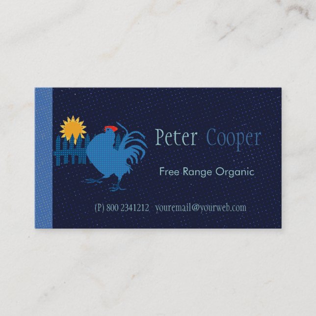 Colourful Range Rooster Organic Farming Business Card (Front)