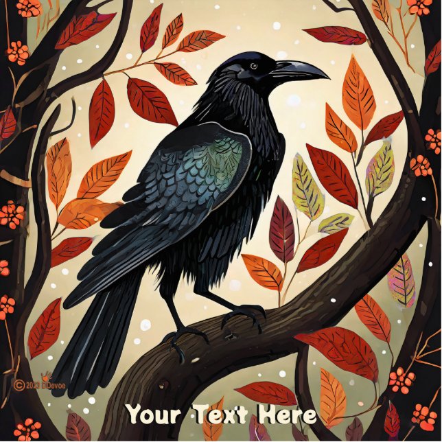 Colourful Raven Perched in a Tree Photo Sculpture Magnet (Front)