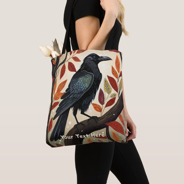 Colourful Raven Perched in a Tree Tote Bag (Close Up)
