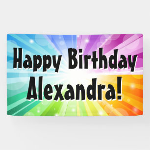 Colourful Rays Custom Birthday Party Banner
