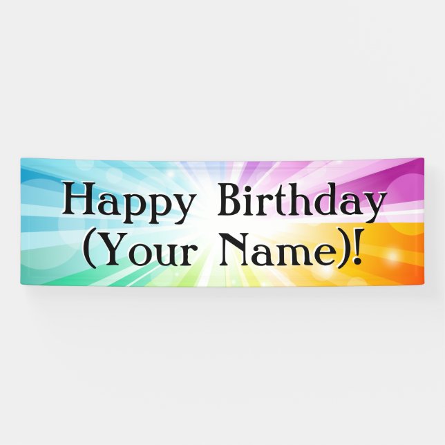 Colourful Rays Personalised Birthday Party Banner (Horizontal)