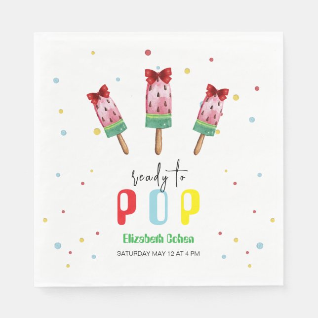 Colourful Ready To Pop Ice Cream Baby Shower Napkin (Front)