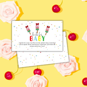 Colourful Ready To Pop Ice Cream Books Baby Shower Enclosure Card