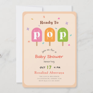 Colourful Ready to Pop Popsicle Baby Shower Invitation