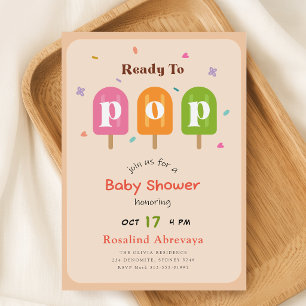Colourful Ready to Pop Popsicle Baby Shower Invitation