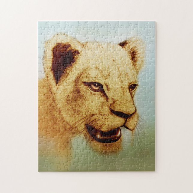 Colourful Realistic Drawing, Wild Lion, Animal Art Jigsaw Puzzle (Vertical)