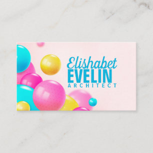 Colourful realistic flowing glossy balls business card