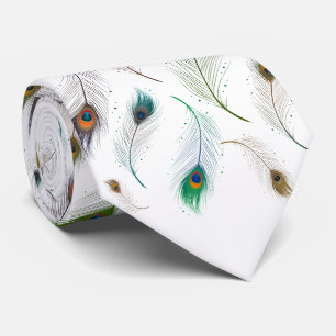 Colourful Realistic Peacock Feather Pattern Tie