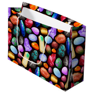 Colourful Realistic Rock and Crystal Pattern Large Gift Bag