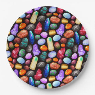 Colourful Realistic Rock and Crystal Pattern Paper Plate