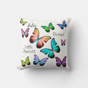 Colourful Realm of Morpho Blue Rainbow Butterflies Cushion