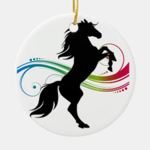 Colourful Rearing Horse Ceramic Ornament