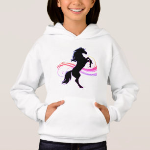 Colourful Rearing Horse Girls Pullover Hoodie